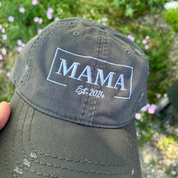 MAMA Established 2024 Custom Embroidered Hat Gift new Mom New Baby First Baby - Picture 3 of 5